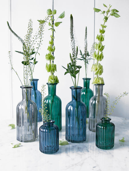Lined Glass Bottle Vase Collection