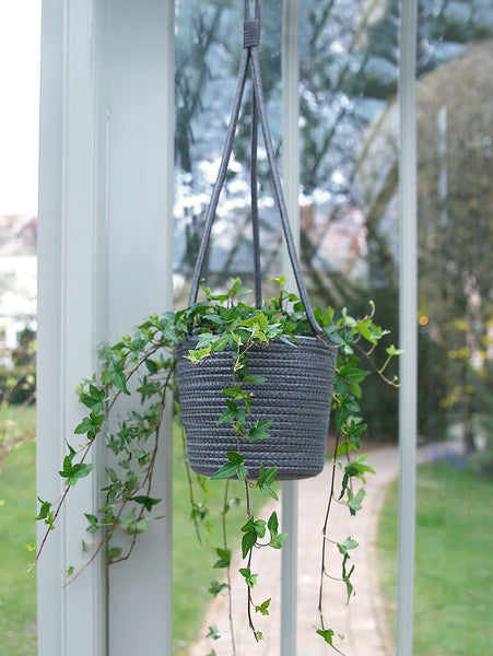 Grey Recycled Hanging Plant Pot
