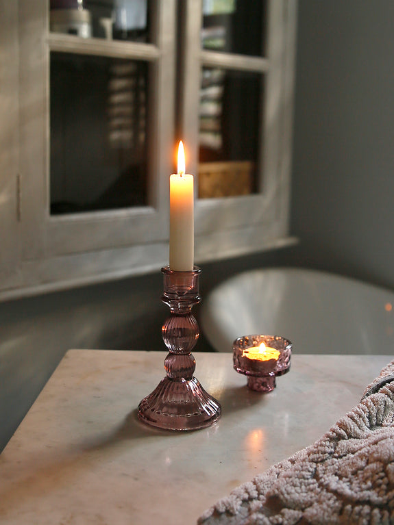 Coloured Glass Lined Candlestick Holder