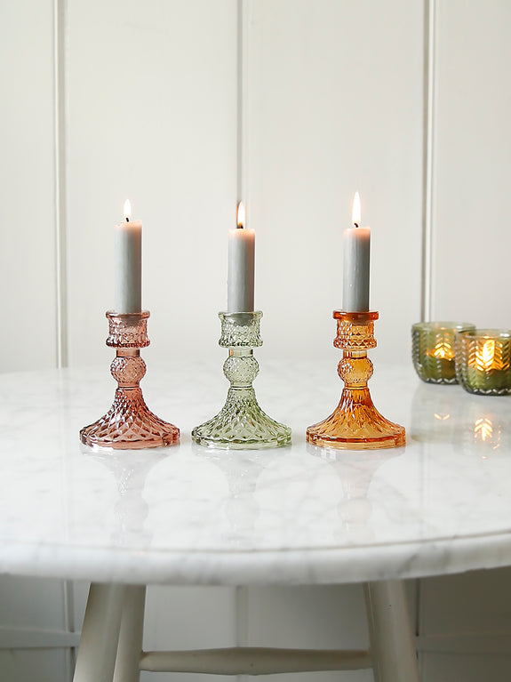 Coloured Cut Glass Candlestick