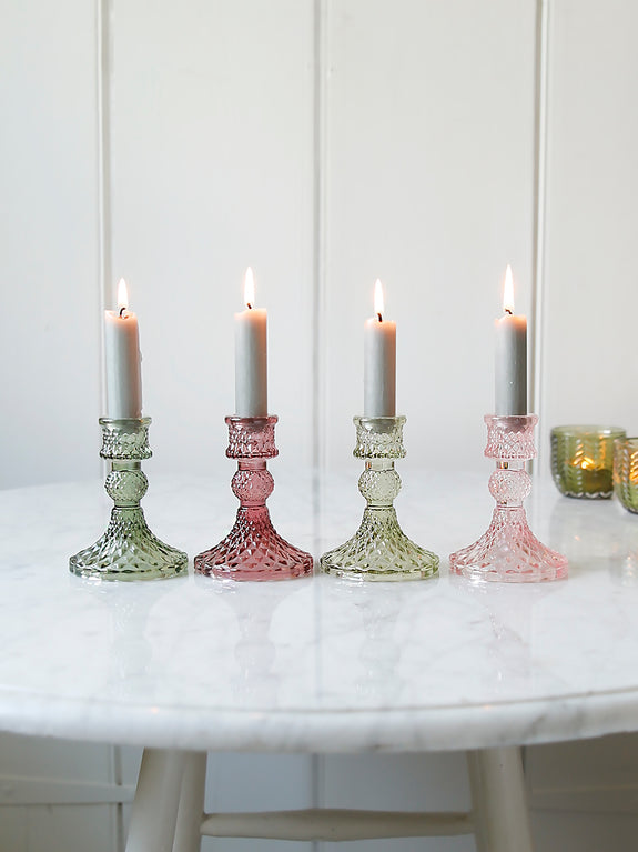 Coloured Cut Glass Candlestick