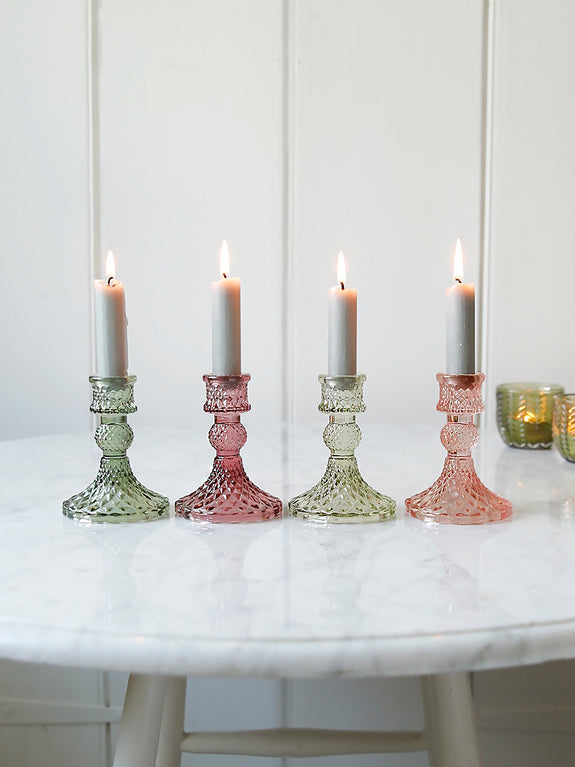 Coloured Cut Glass Candlestick