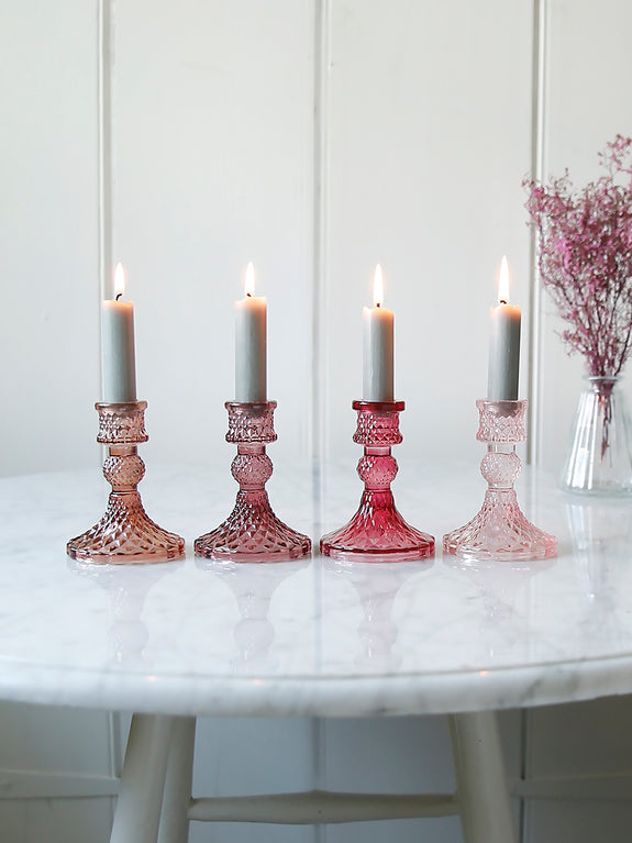 Coloured Cut Glass Candlestick