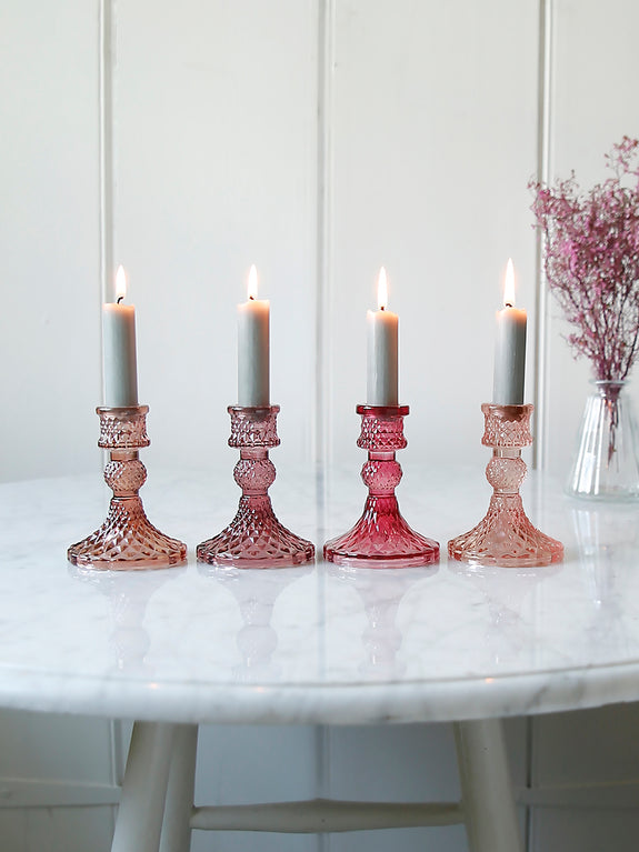 Coloured Cut Glass Candlestick