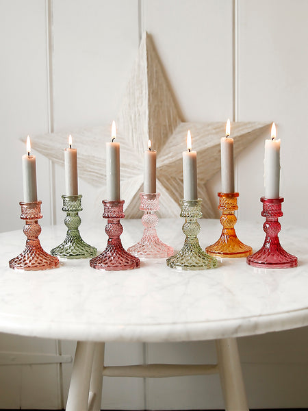 Coloured Cut Glass Candlestick