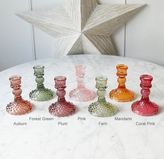 Coloured Cut Glass Candlestick