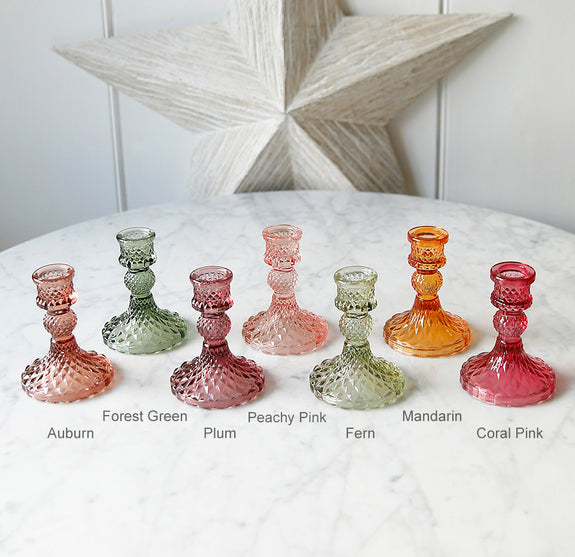 Coloured Cut Glass Candlestick