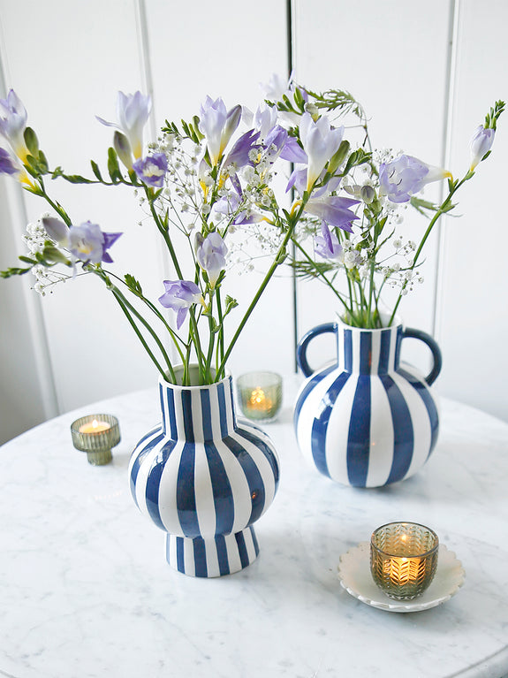 Blue And White Stripe Ceramic Vase