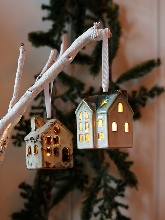 Hanging Ceramic Light Up House