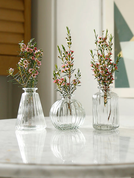 Clear Glass Bud Vases Set Of Three