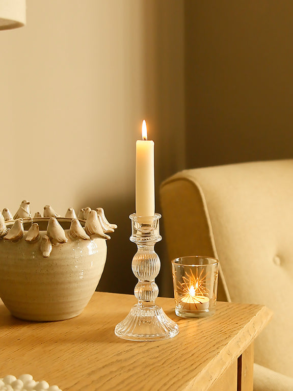 Coloured Glass Lined Candlestick Holder