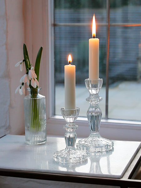 Clear Glass Ruffle Edge Candlestick