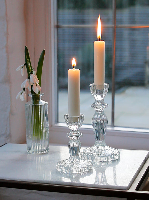 Clear Glass Ruffle Edge Candlestick