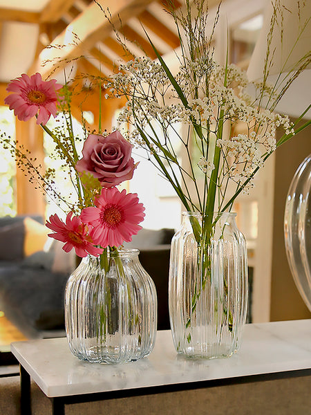 Clear Ripple Glass Bouquet Vase
