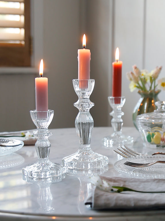 Clear Glass Ruffle Edge Candlestick