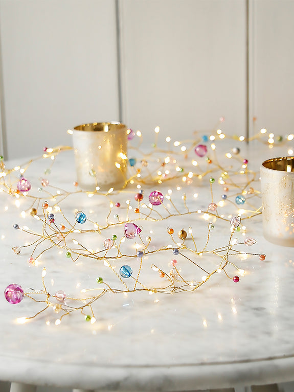 Pastels And Gold Crystal Cascade LED Garland