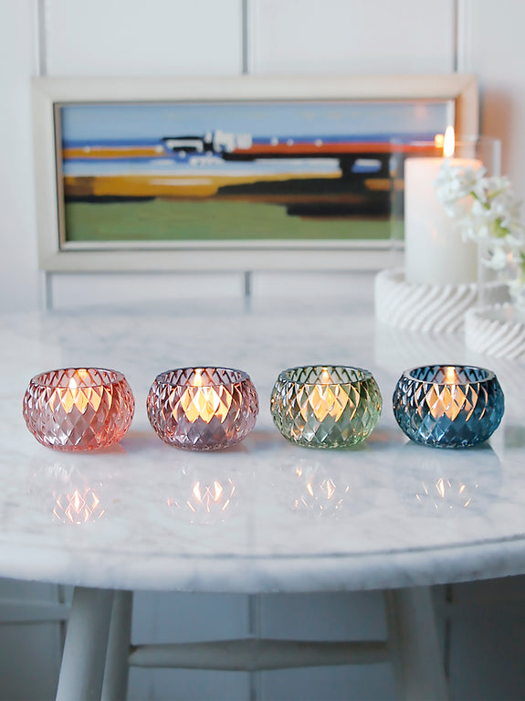 Coloured Glass Harlequin tealight Holder