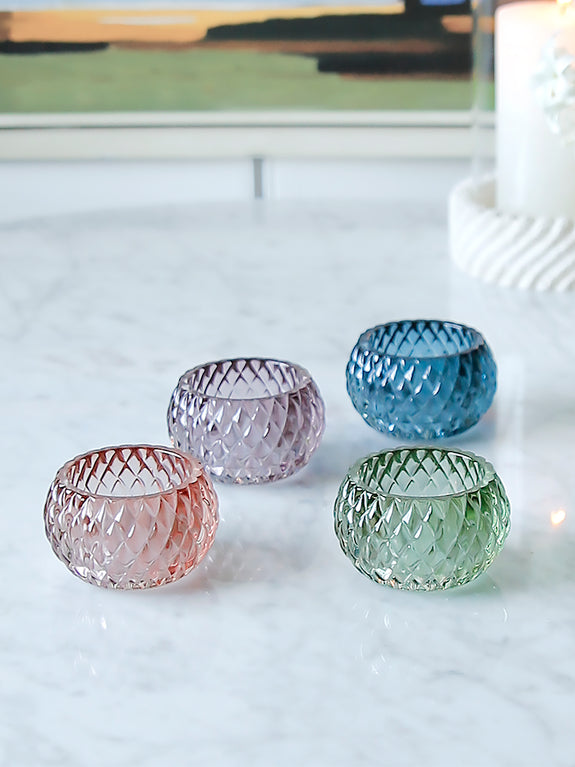 Coloured Glass Harlequin tealight Holder