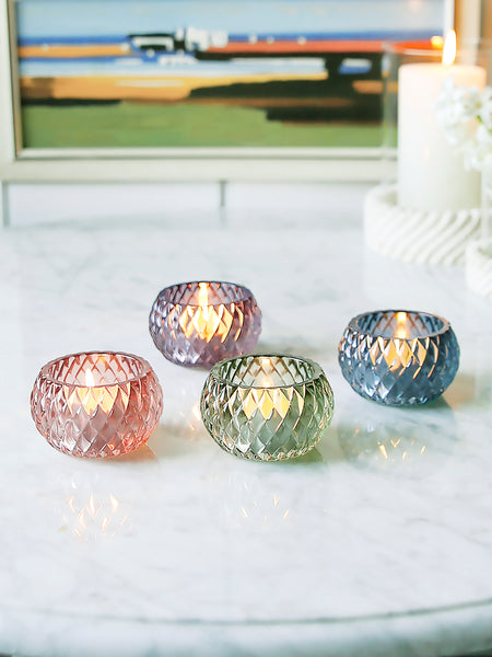 Coloured Glass Harlequin tealight Holder