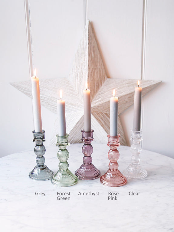 Coloured Glass Lined Candlestick Holder