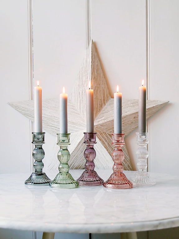 Coloured Glass Lined Candlestick Holder