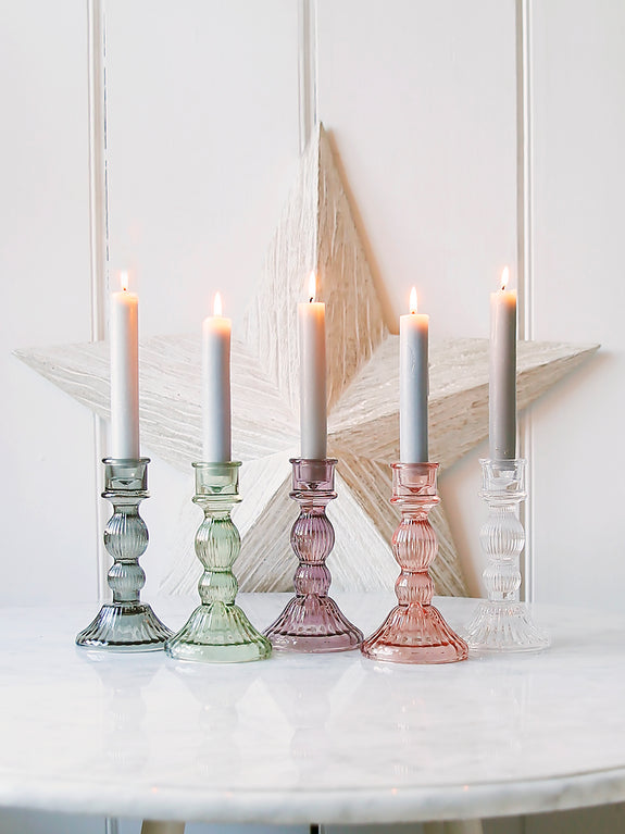 Coloured Glass Lined Candlestick Holder
