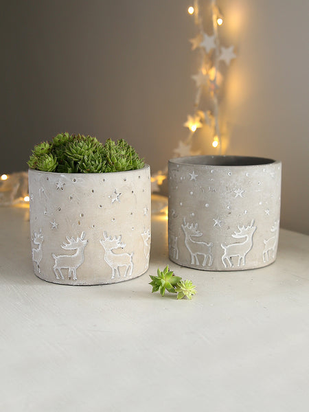 Deers and Stars Cement Plant Pot