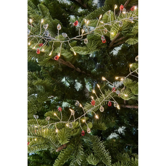 Cranberry Red And Graphite Crystal Cascade LED Garland