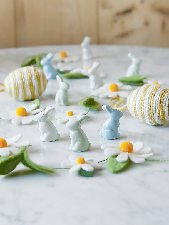 Miniature Porcelain Rabbit Set Of Three