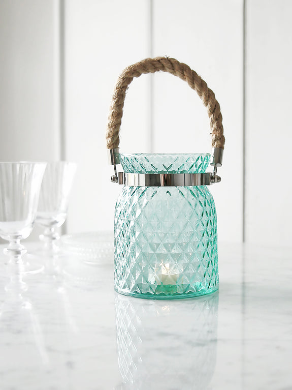 Emerald Harlequin Glass Lantern