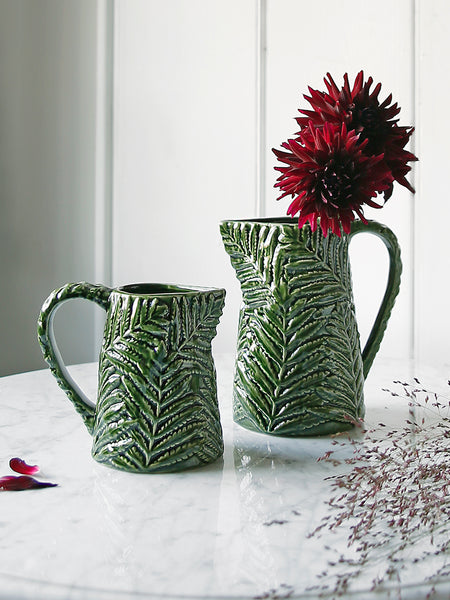 Evergreen Leaves Ceramic Jug