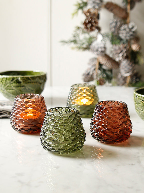 Pinecone Glass Tealight