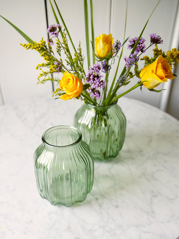 Forest Green Ripple Glass Bouquet Vase