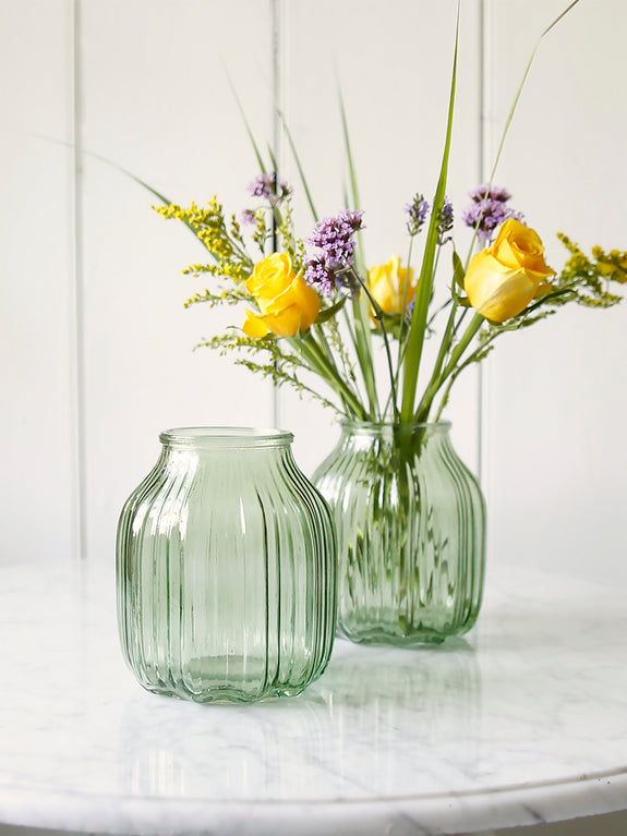 Forest Green Ripple Glass Bouquet Vase