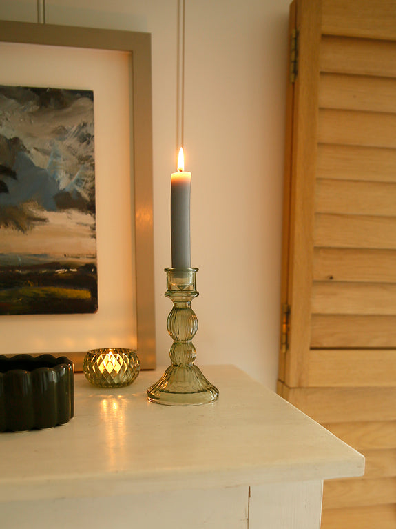 Coloured Glass Lined Candlestick Holder