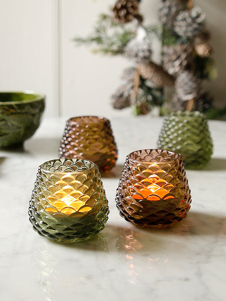 Pinecone Glass Tealight