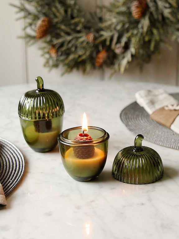 Glass Acorn Tealight