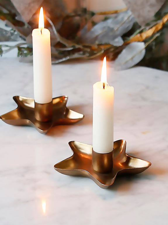 Gold Star Metal Candle Holder