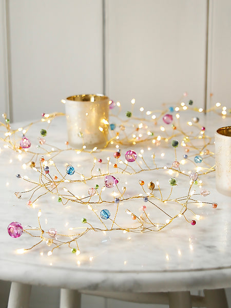 Pastels And Gold Crystal Cascade LED Garland