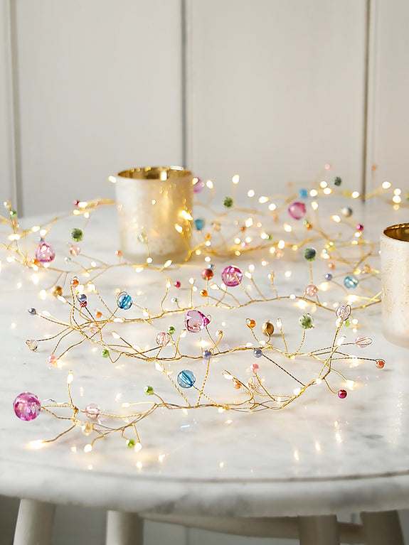 Pastels And Gold Crystal Cascade LED Garland