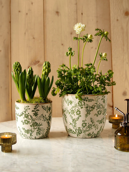 Green Meadow Flower Ceramic Plant Pot
