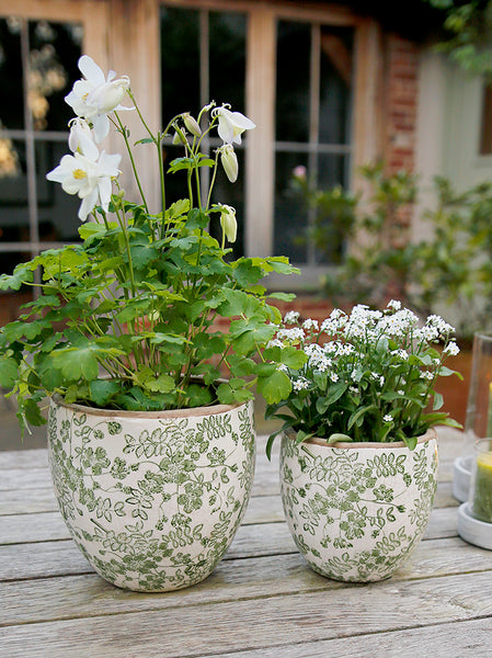 Green Meadow Flower Ceramic Plant Pot