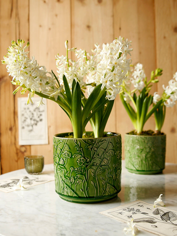Green Pastures Glazed Plant Pot