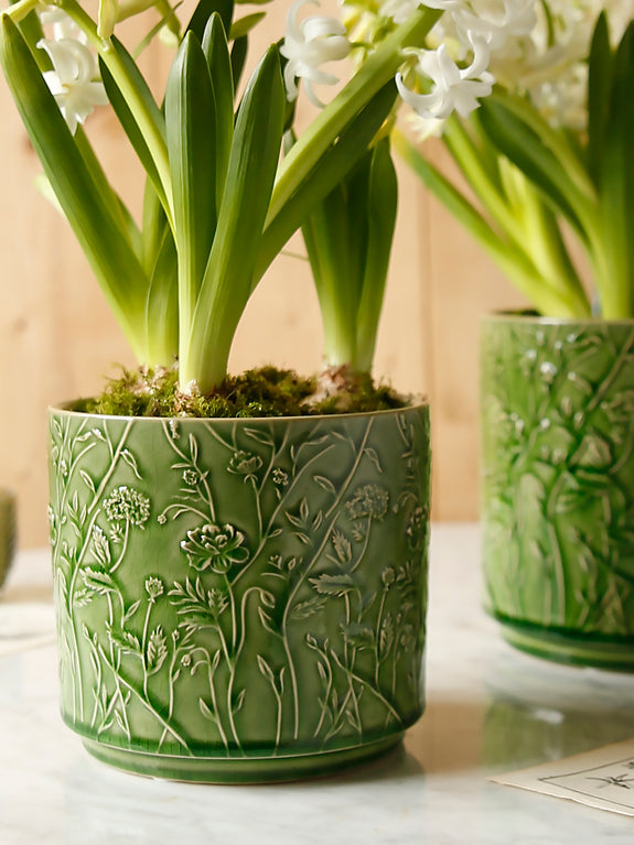 Green Pastures Glazed Plant Pot