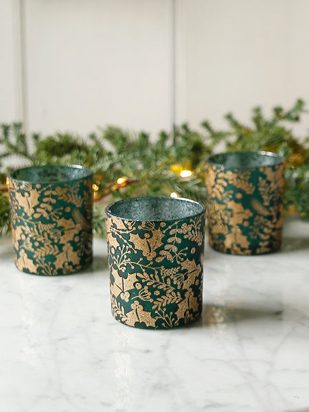 Green and Gold Holly Tealight Holder