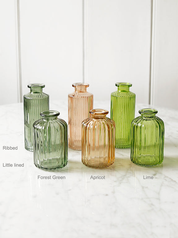 Greens And Apricot Glass Bottle Bud Vase Assortment