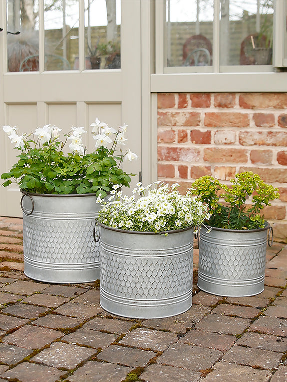 large metal plant pot Honeycomb Patterned Metal Garden Planter – Clem & Co