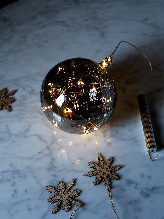 Illuminated Smoked Glass Hanging Bauble