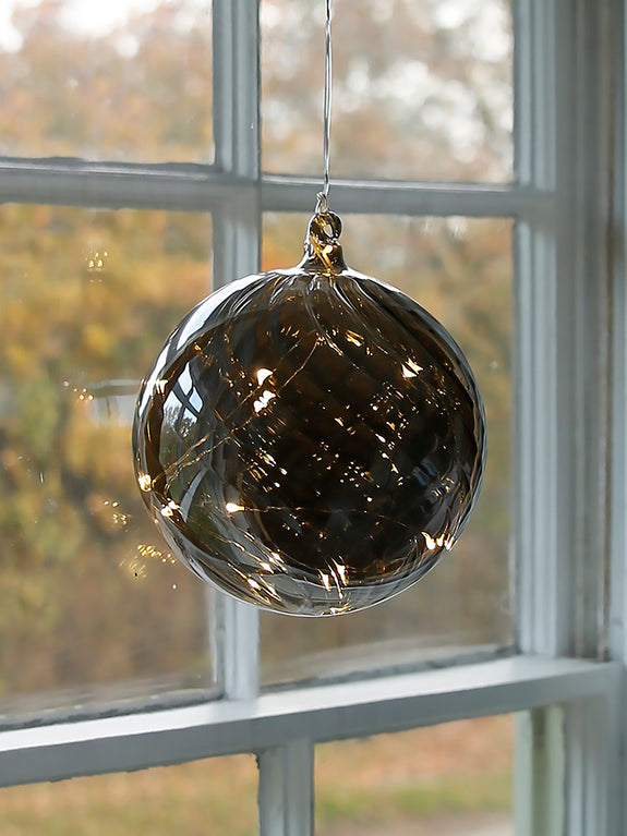 Illuminated Smoked Glass Hanging Bauble