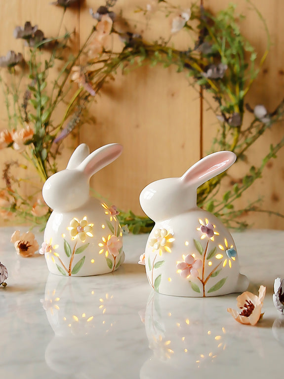 Light Up Ceramic Easter Rabbit Decoration